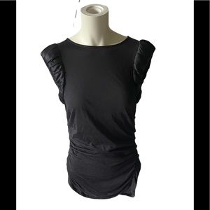 Ted Baker Black Puff Sleeve Fitted Top - Ted Size 2